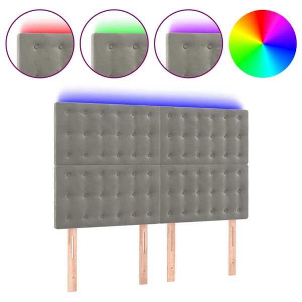 vidaXL LED uzglavlje svjetlosivo 144x5x118/128 cm bar&scaron;unasto