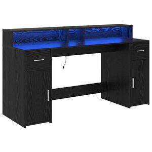 vidaXL Stol s ladicama Crni hrast 160 x 55 x 91 cm Konstruirano drvo
