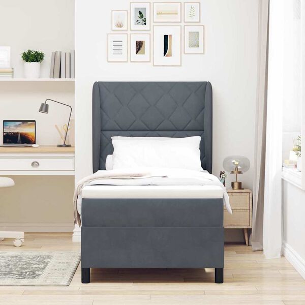vidaXL Krevet s opruga kutije Tamno siva 200 x 90 cm Poliester