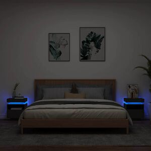 vidaXL Noćni ormarići s LED svjetlima 2 kom crni 40x39x48,5 cm