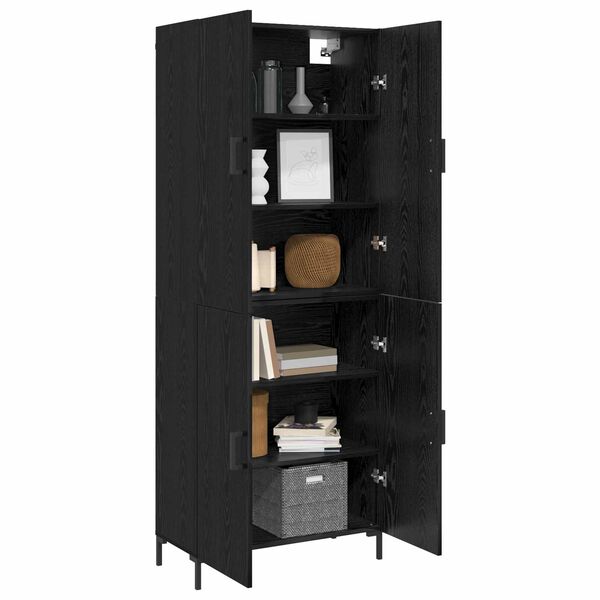 vidaXL Highboard Zidne Crni hrast 69,5 x 34 x 180 cm Konstruirano drvo