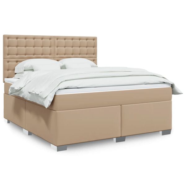 vidaXL Krevet box spring s madracem cappuccino 180x200 cm umjetna koža