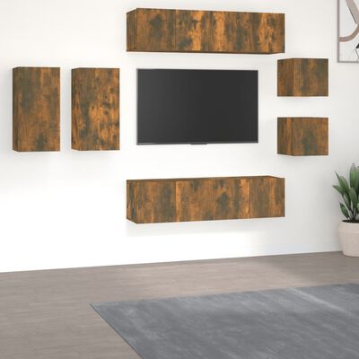 vidaXL 8-dijelni set TV ormarića boja dimljenog hrasta drveni