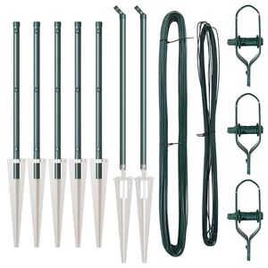 vidaXL Stup za ogradu 7 pcs Zelena Čelik