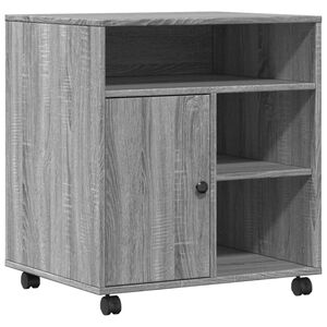 vidaXL Stalak za pisač s kotačima siva boja hrasta 60 x 50 x 67 cm