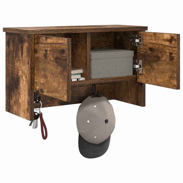 vidaXL Vje&scaron;alica za kapute na zidu Dimljeni hrast 50 x 20 x 30 cm