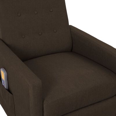 vidaXL Masažna fotelja na podizanje od tkanine tamnosmeđa