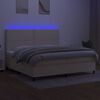vidaXL Krevet box spring s madracem LED krem 200x200 cm od tkanine
