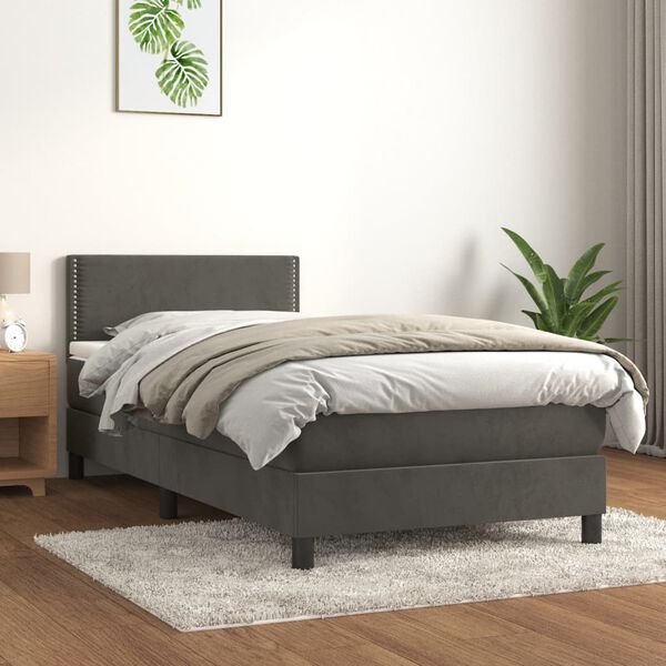 vidaXL Box spring krevet s madracem tamnosivi 100x200 cm bar&scaron;unasti