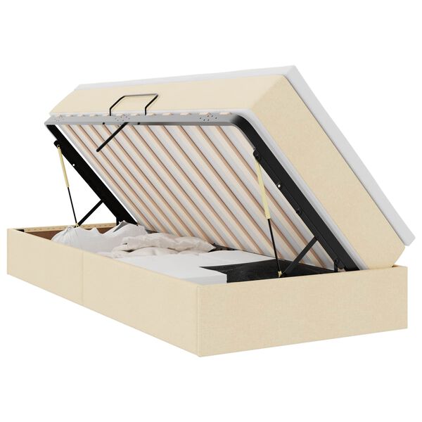 vidaXL Krevet s madracem i skladi&scaron;tem Krema 100 x 200 cm Poliester