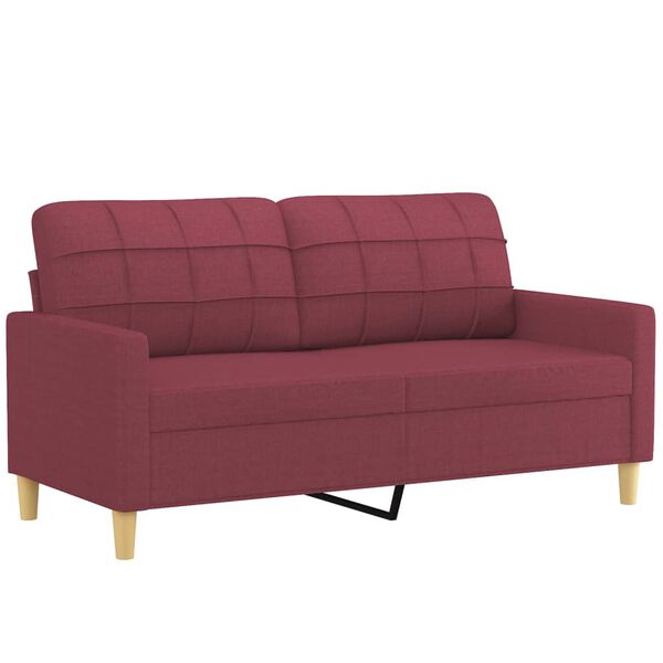 vidaXL 3-dijelni set sofa s jastucima crvena boja vina od tkanine