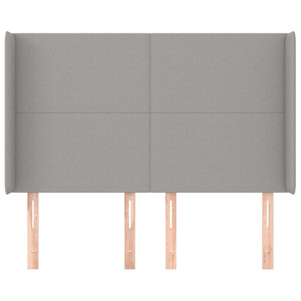 vidaXL Uzglavlje s u&scaron;ima svjetlosivo 147x16x118/128 cm od tkanine