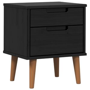 vidaXL Noćni ormar s ladicama Crna 40 x 35 x 48 cm Masivna borovina