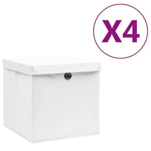 vidaXL Kutije za pohranu s poklopcima 4 kom 28 x 28 x 28 cm bijele