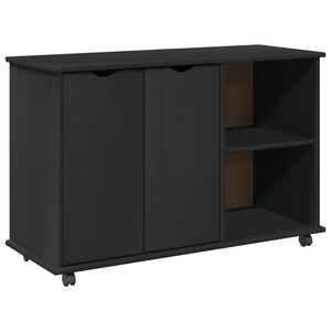 vidaXL Mobilni ormar Crna 100 x 39 x 65,5 cm Čvrsto borovo drvo