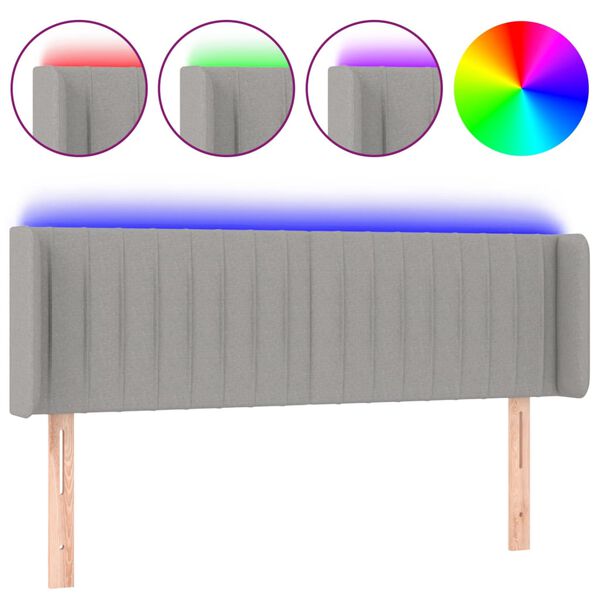vidaXL LED uzglavlje svjetlosivo 147x16x78/88 cm od tkanine