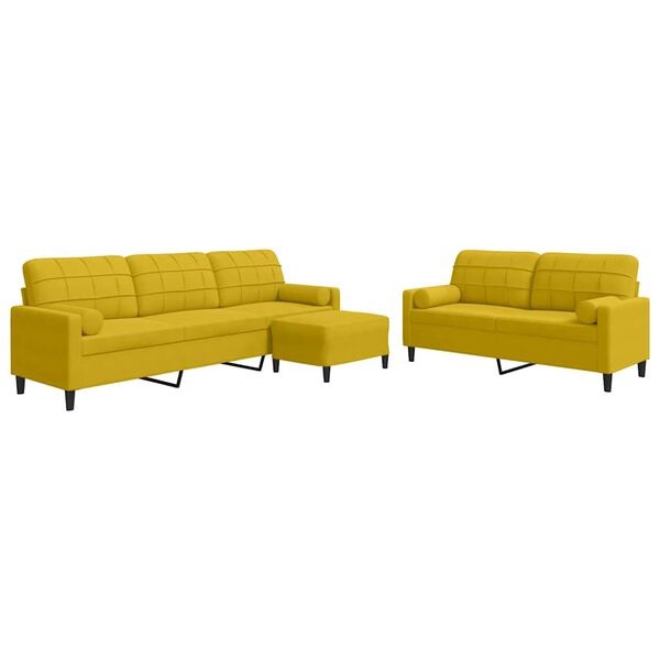 vidaXL 3-dijelni set sofa s jastucima žuti bar&scaron;unasti