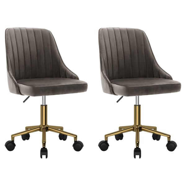 vidaXL Okretne blagovaonske stolice 2 kom tamnosive bar&scaron;unaste