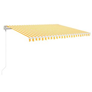 vidaXL Automatska tenda sa senzorom LED 400x350 cm žuto-bijela