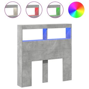 vidaXL Ormarić za uzglavlje LED svjetlima boja betona 100x17x102 cm