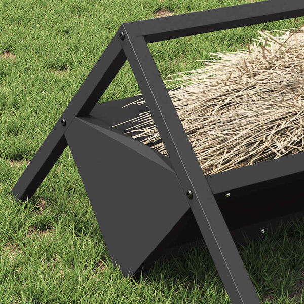 vidaXL Hranilica za stoku Crna 111 x 76 x 38 cm Hladno valjani čelik