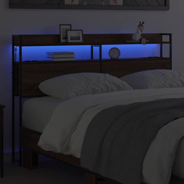 vidaXL Skladi&scaron;no uzglavlje s policom Smeđi hrast 140,5 x 15 x 98 cm