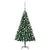 vidaXL Umjetno osvijetljeno božićno drvce s kuglicama zeleno 150cm PVC
