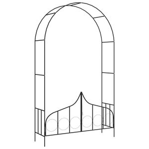 vidaXL Vrtni luk s vratima crni 138 x 40 x 238 cm željezni