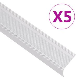vidaXL Rubnjaci za stepenice L-oblika 5 kom aluminijski 100 cm srebrni