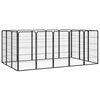vidaXL Ograda za pse s 16 panela crna 50 x 100 cm čelik obložen prahom
