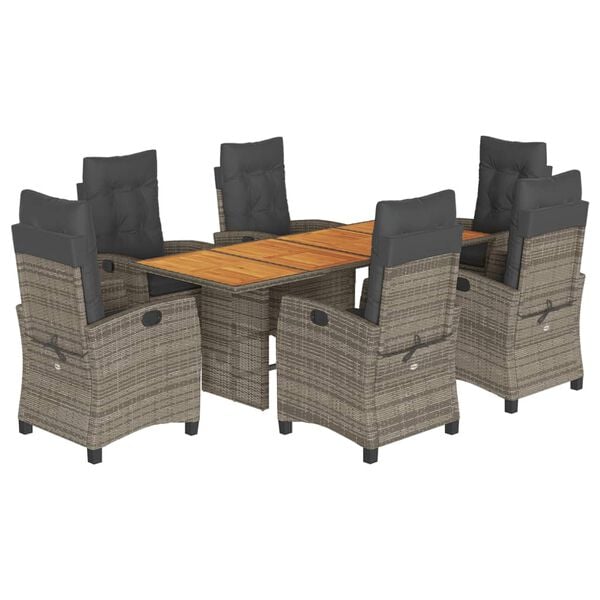 vidaXL 7-dijelni vrtni blagovaonski set sivi od poliratana