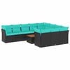 vidaXL 11-dijelni set vrtnih sofa od poliratana s jastucima crni