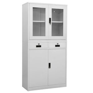 vidaXL Uredski ormarić svjetlosivi 90x40x180 cm čelik i kaljeno staklo