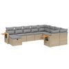 vidaXL 10-dijelni set vrtnih sofa s jastucima bež od poliratana