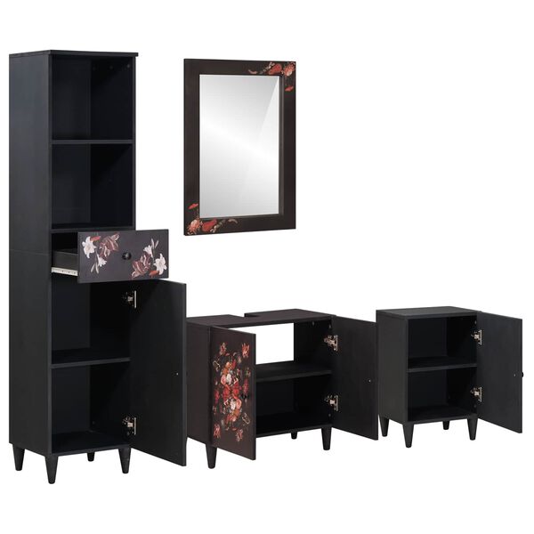 vidaXL Set ormarića za kupaonicu s ladicama 4 pcs Čvrsto drvo manga