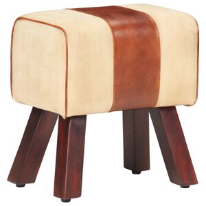 vidaXL Gimnastička klupa smeđa 38 cm prava koža i masivno drvo manga