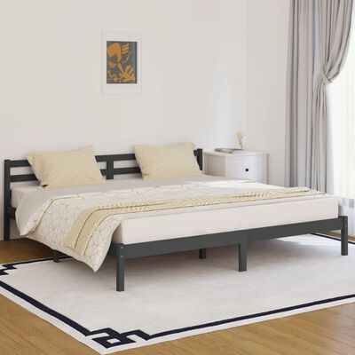 vidaXL Okvir za krevet od masivne borovine 200 x 200 cm sivi
