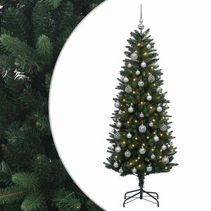 vidaXL Umjetno božićno drvce s kuglicama 120 cm 150 LED lampica
