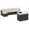 vidaXL 9-dijelni set vrtnih sofa s jastucima crni od poliratana