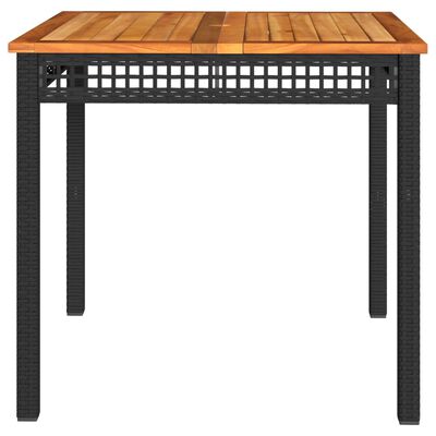 vidaXL Vrtni stol crni 80 x 80 x 75 cm od poliratana i drva bagrema