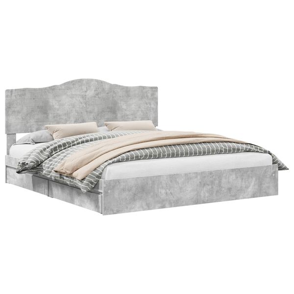 vidaXL Krevet s od storage s uzglavljem Betonski sivi 180 x 200 cm