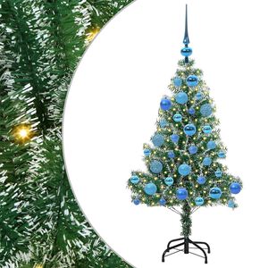 vidaXL Umjetno Božićno Drvo s Snježnim Flokom i LED Svjetlom 120 cm