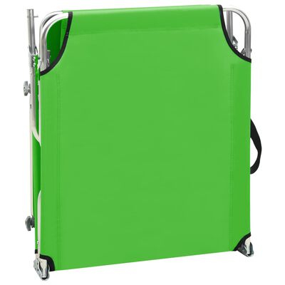 vidaXL Sklopiva ležaljka s nadstrešnicom zelena aluminijska