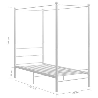 vidaXL Okvir za krevet s nadstrešnicom bijeli metalni 100 x 200 cm