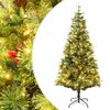 vidaXL Osvijetljeno božićno drvce sa &scaron;i&scaron;kama zeleno 225 cm PVC i PE