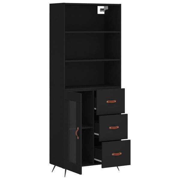vidaXL Visoka komoda crni 69,5x34x180 cm konstruirano drvo