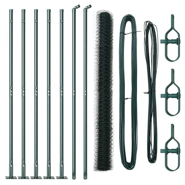 vidaXL Stup za ogradu Zelena 10 x 1,5 m (mreža 50 mm) Čelik i PVC