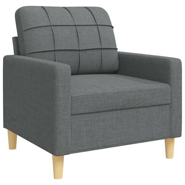 vidaXL 4-dijelni set sofa s tabureom i jastucima tamnosivi tkanina