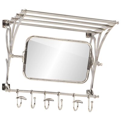 vidaXL Stalak za prtljagu s vješalicama i zidnim ogledalom aluminijski