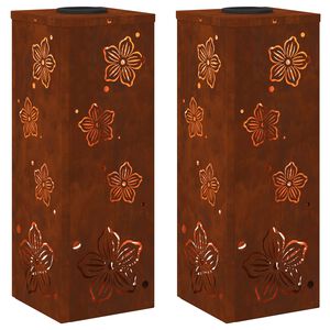 vidaXL Solarna LED svjetlost za stazu 2 pcs Corten čelik Corten čelik